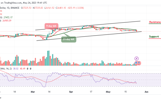Bitcoin Price Prediction for Today, May 24: BTC/USD May Revisit the $26,000 Support